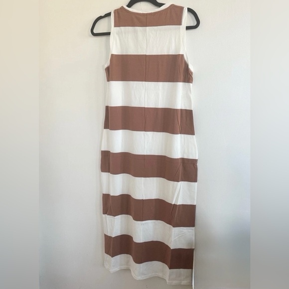 REVOLVE Z Supply NWT Women’s Lida Striped Midi Sleeveless Dress Brown & White. - Picture 3 of 15
